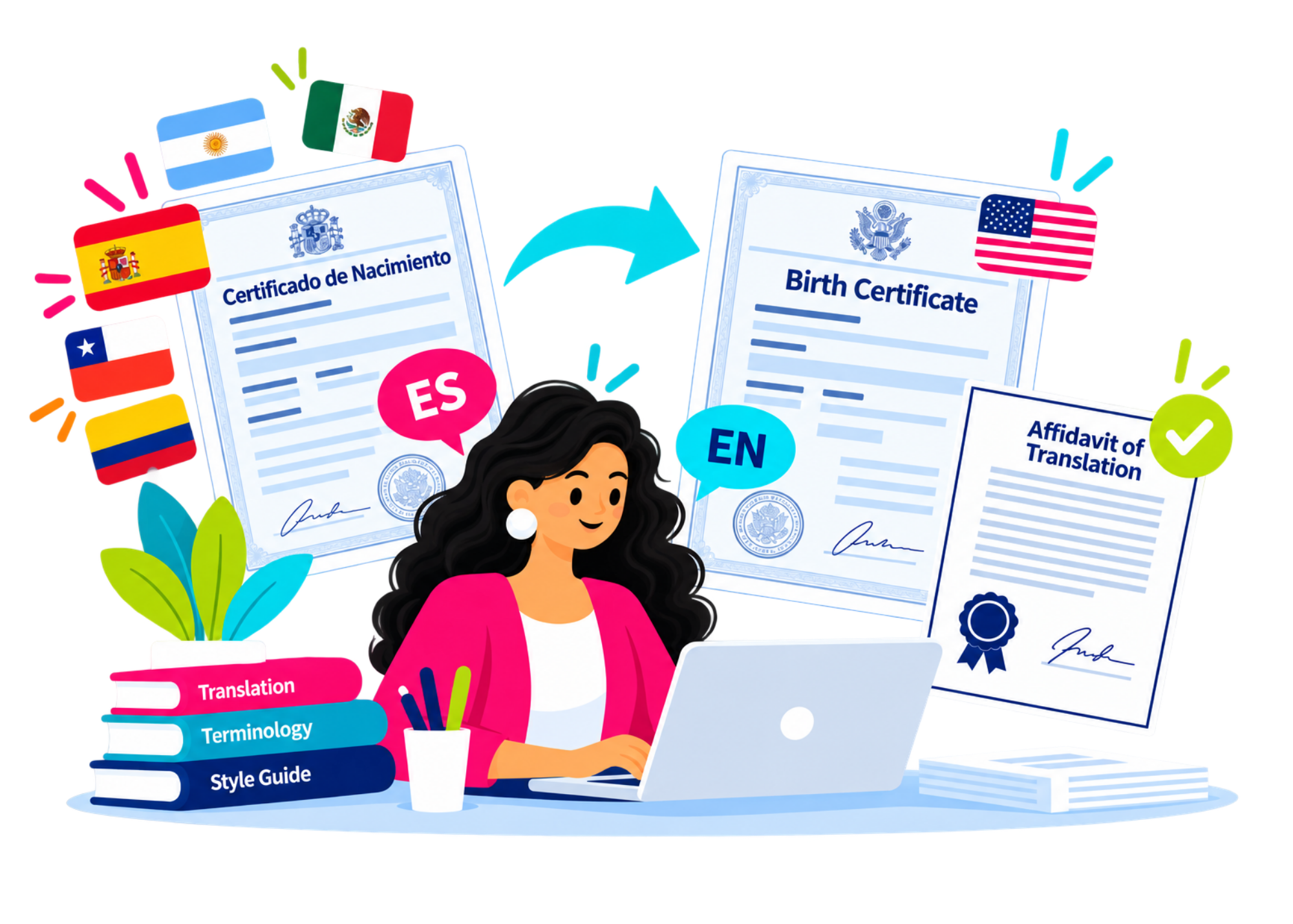 A certified translation with its signed certificate of accuracy