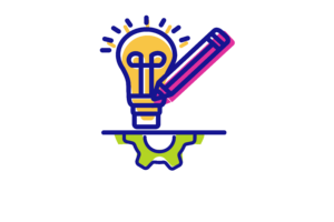 Illustration of a lightbulb and pencil emerging from a gear, representing clarity of thought, intentional design, and clear writing working together.
